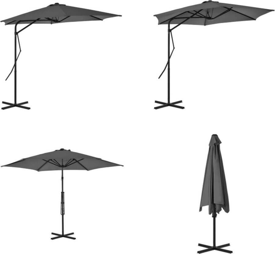 VidaXL Parasol met stalen paal 300 cm antraciet Zonnescherming Parasol Tuinparasol Buitenleven Terrasdecoratie Anthraciethouders Parasol Parasols Tuinparasol Tuinparasols