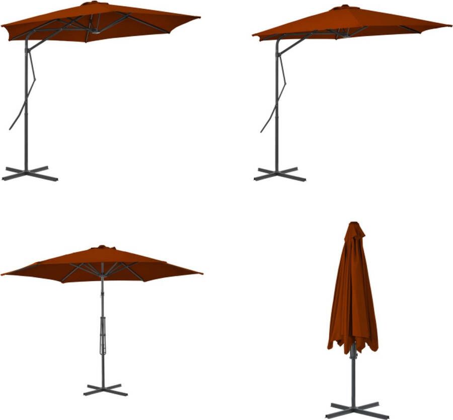 VidaXL Parasol met stalen paal 300x230 cm terracottakleurig Tuinparasol Terraszonnescherm Parasol Bruin Terracottatinten Buitenleven Zomerseizoen Patiodecoratie Parasol Parasols Tuin Parasol Tuinparasol