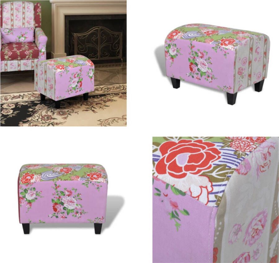 VidaXL Patchwork bloemen design voetenbankje Hocker Hockers Poef Poefs