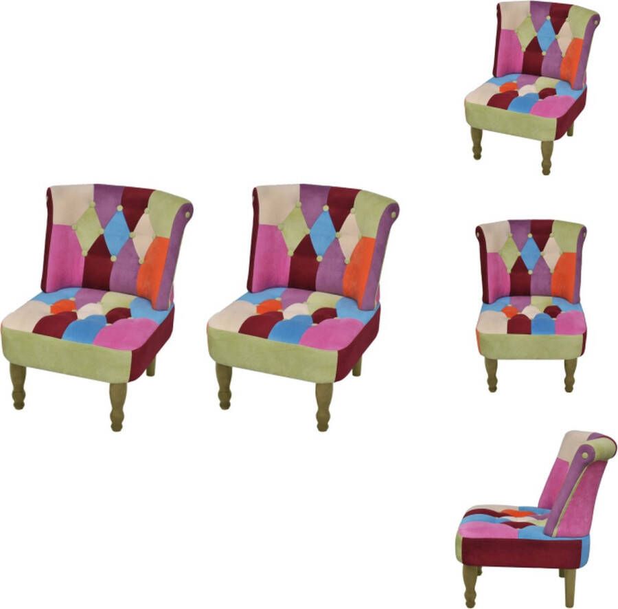 VidaXL Patchwork Stoelen Set van 2 52 x 64 x 70 cm Houten Frame 110 kg Draagvermogen Meerdere Kleuren Fauteuil - Foto 2