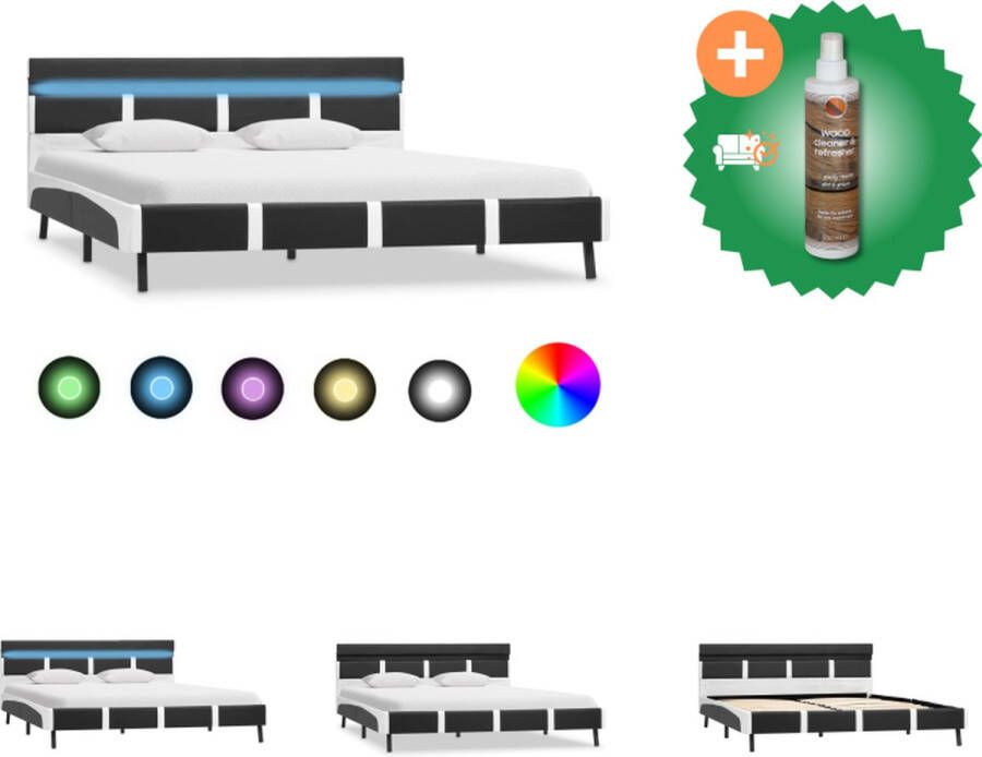 VidaXL Platformbed Stevig en Robuust Bed 210 x 125 x 68 cm LED-lichtstrip Bed Inclusief Houtreiniger en verfrisser