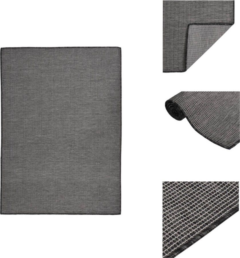 VidaXL Buitenkleed Buitenkleden Tuinkleed Platgeweven Buitenkleed platgeweven 200x280 cm grijs - Foto 2