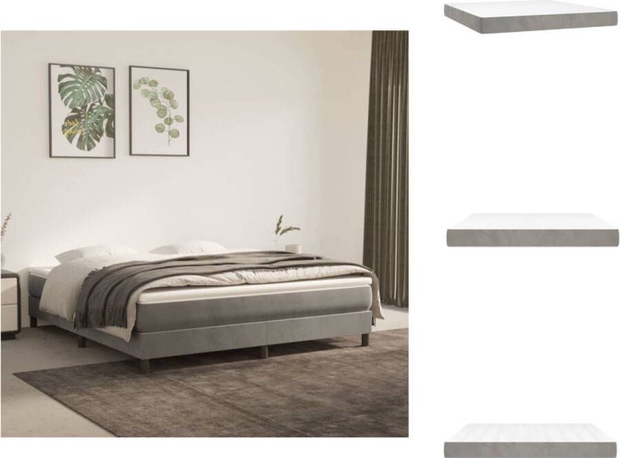 VidaXL Pocketveringmatras Pocketveringmatrassen Matras Pocketvering Matras Pocketveringmatras 160x200x20 cm fluweel lichtgrijs - Foto 2