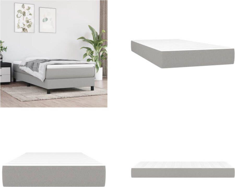 VidaXL Pocketveringmatras 100x200x20 cm stof lichtgrijs Pocketveringmatras Pocketveringmatrassen Matras Pocketvering Matras