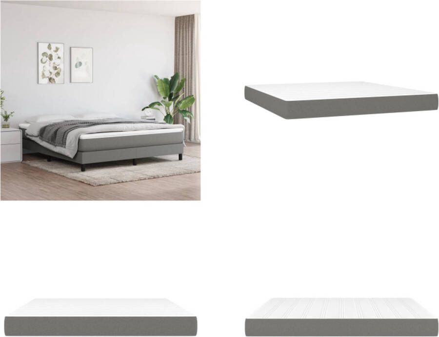 VidaXL Pocketveringmatras 180x200x20 cm stof donkergrijs Pocketveringmatras Pocketveringmatrassen Matras Pocketvering Matras