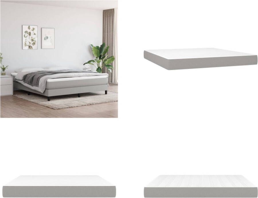 VidaXL Pocketveringmatras 180x200x20 cm stof lichtgrijs Pocketveringmatras Pocketveringmatrassen Matras Pocketvering Matras