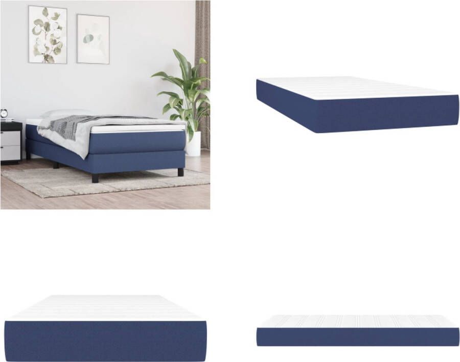 VidaXL Pocketveringmatras 90x200x20 cm stof blauw Pocketveringmatras Pocketveringmatrassen Matras Pocketvering Matras