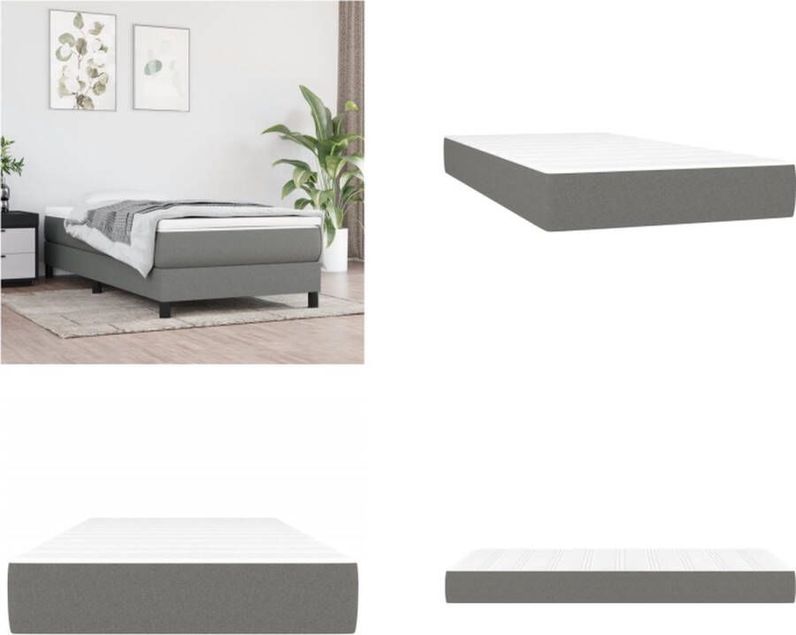VidaXL Pocketveringmatras 90x200x20 cm stof donkergrijs Pocketveringmatras Pocketveringmatrassen Matras Pocketvering Matras