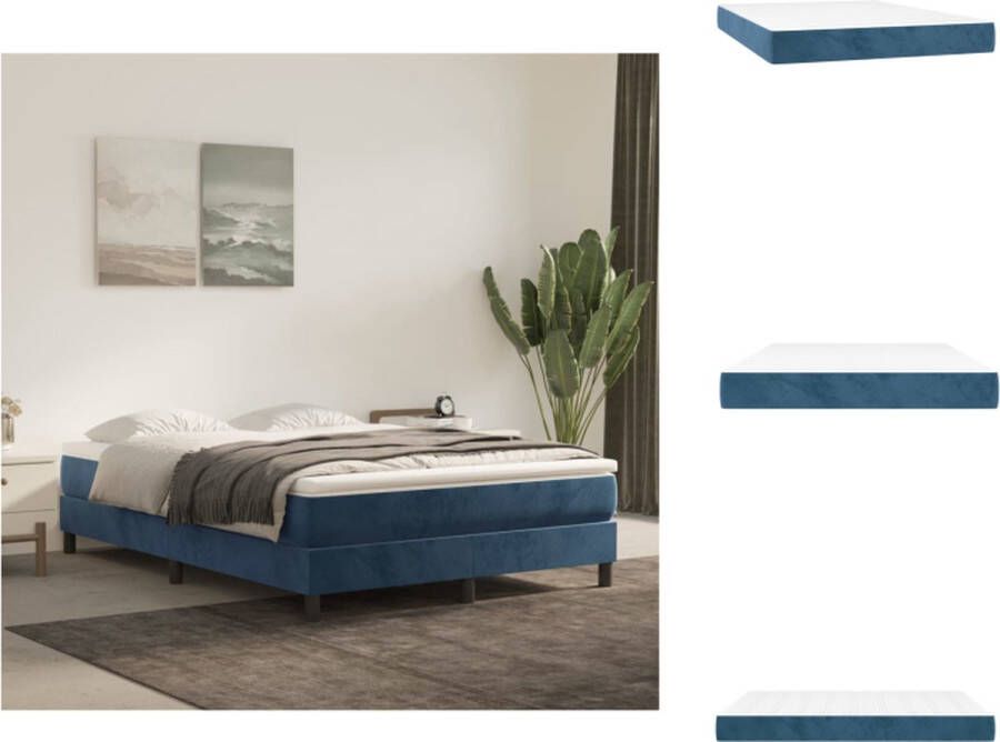 VidaXL Pocketveringmatras Pocketveringmatrassen Matras Pocketvering Matras Pocketveringmatras 140x200x20 cm fluweel donkerblauw - Foto 2