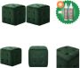 VidaXL Poef 2 st 30x30x30 cm fluweel groen Poef Inclusief Onderhoudsset - Thumbnail 1