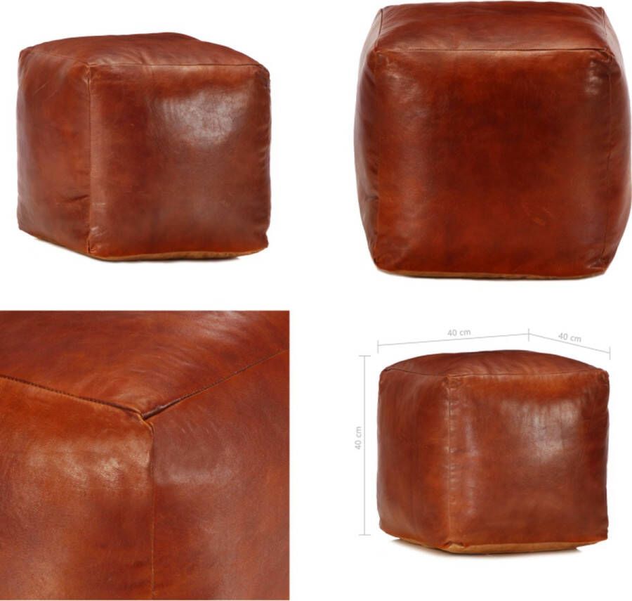 VidaXL Poef 40x40x40 cm echt geitenleer tan Poef Poefs Poefen Voetsteunen