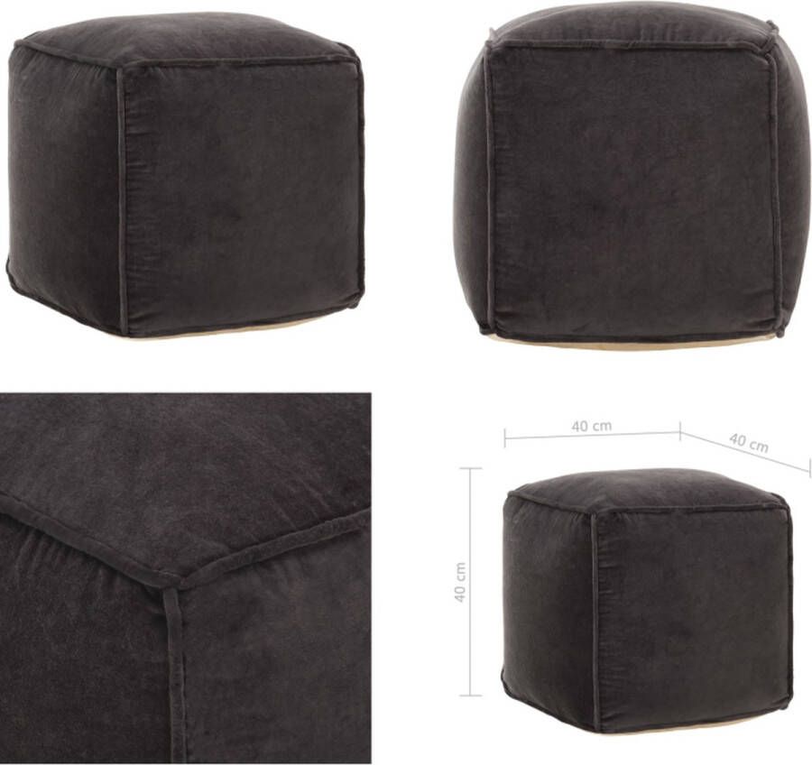 VidaXL Poef 40x40x40 cm katoenfluweel antraciet Poef Poefen Poefs Voetensteun