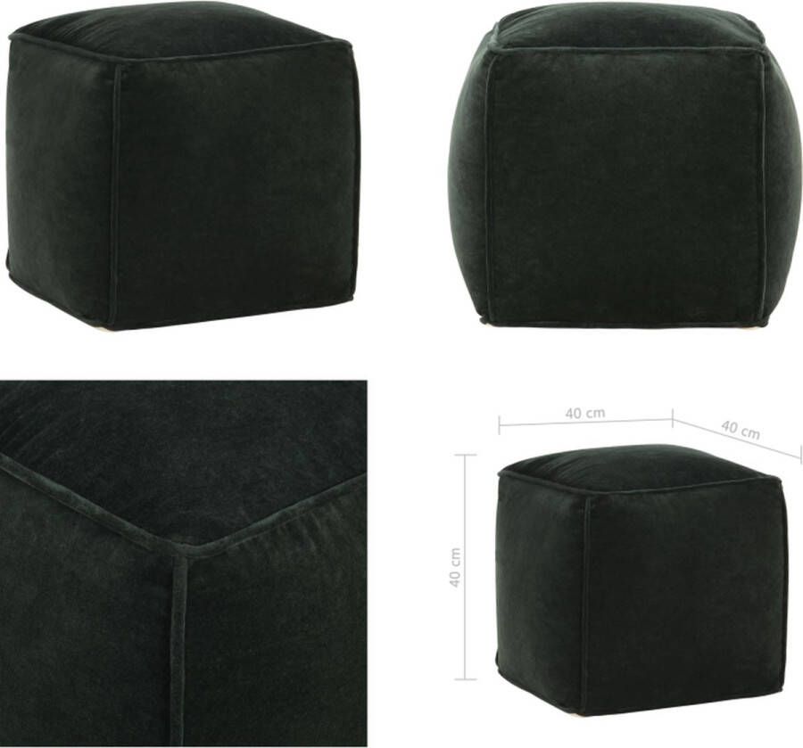 VidaXL Poef 40x40x40 cm katoenfluweel bosgroen Poef Poefen Poefs Voetensteun