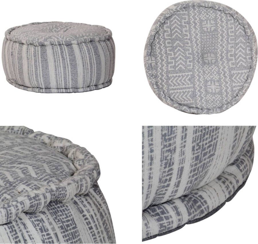 VidaXL Poef handgemaakt met patroon 50x25 cm katoen blauw Poef Poefs Poefen Hocker