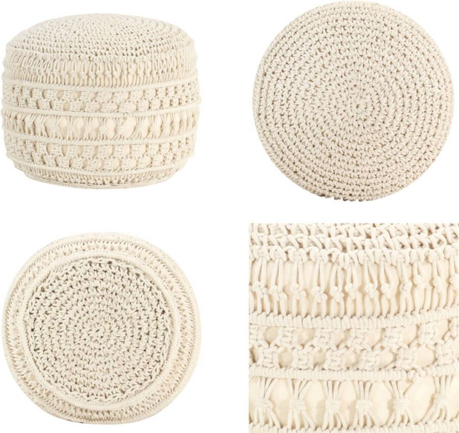 VidaXL Poef macramé handgemaakt 45x30 cm katoen Poef Poefs Poefen Handgemaakte Poef - Foto 2
