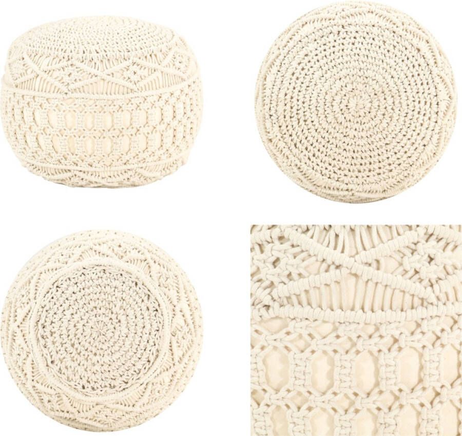 VidaXL Poef macramé handgemaakt 45x30 cm katoen Poef Poefs Poefen Handgemaakte Poef - Foto 2