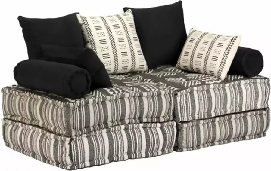 VidaXL Poef tweezits modulair stof gestreept grijs - Foto 2