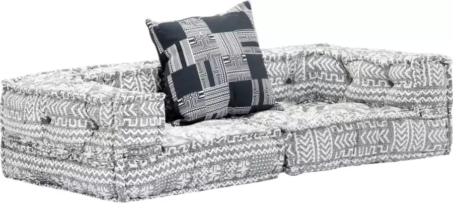 VidaXL Poef tweezits modulair stof lichtgrijs