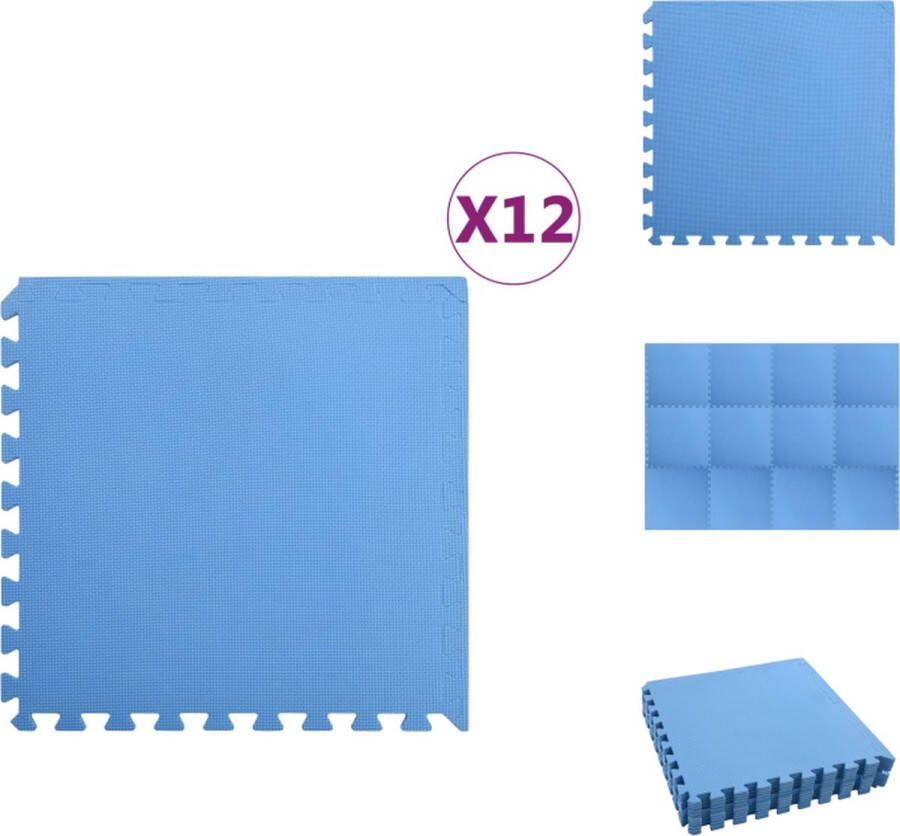 VidaXL Puzzelsportmat Blauw 60 x 60 x 1 cm Anti-slip EVA-schuim Vloerkleed