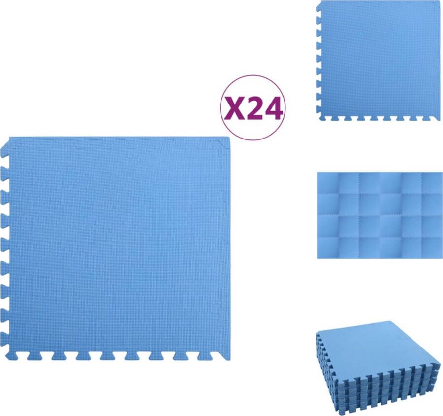 VidaXL Puzzelsportmat Blauw 60 x 60 x 1 cm Anti-slip EVA-schuim Waterafstotend 24 stuks Vloerkleed