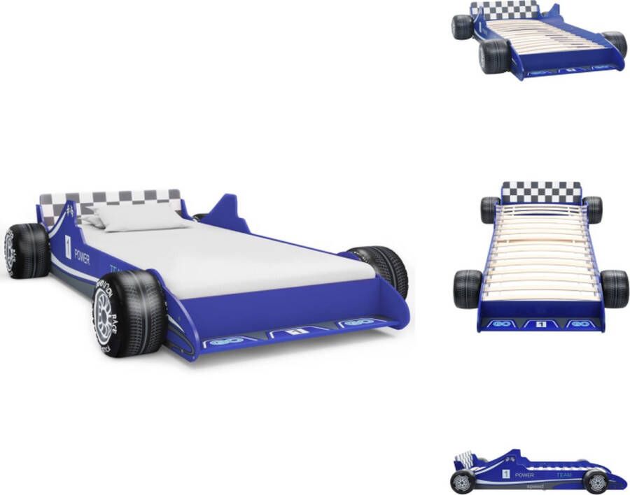 VidaXL Raceauto Kinderbed Blauw 229 x 94.5 x 47 cm Geschikt voor matras 90x200 cm Bed
