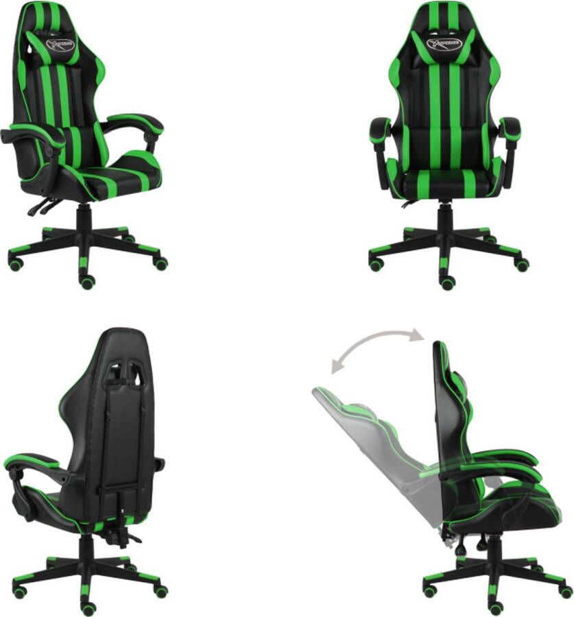 VidaXL Racestoel kunstleer zwart en groen Kantoorstoel Kantoorstoelen Kantoor Stoel Kantoor Stoelen