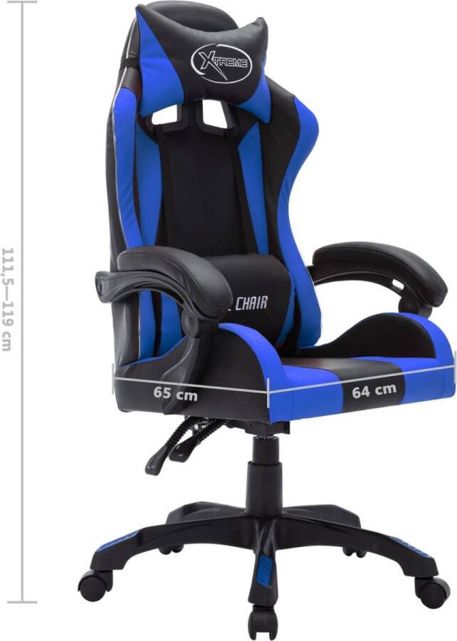 VidaXL -Racestoel-met-RGB-LED-verlichting-kunstleer-blauw-en-zwart