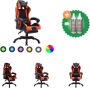 VidaXL Racestoel met RGB LED-verlichting kunstleer oranje en zwart Bureaustoel Inclusief Onderhoudsset - Thumbnail 2