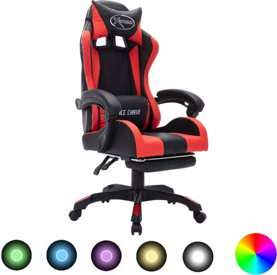 VidaXL -Racestoel-met-RGB-LED-verlichting-kunstleer-rood-en-zwart - Foto 1