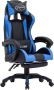 VidaXL Racestoel met voetensteun kunstleer blauw en zwart Bureaustoel Inclusief Onderhoudsset - Thumbnail 2