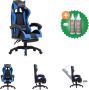 VidaXL Racestoel met voetensteun kunstleer blauw en zwart Bureaustoel Inclusief Onderhoudsset - Thumbnail 1