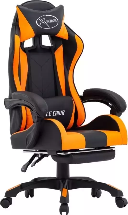 VIDAXL Racestoel met voetensteun kunstleer oranje en zwart - Foto 1