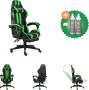 VidaXL Racestoel met voetensteun kunstleer zwart en groen Bureaustoel Inclusief Onderhoudsset - Thumbnail 1