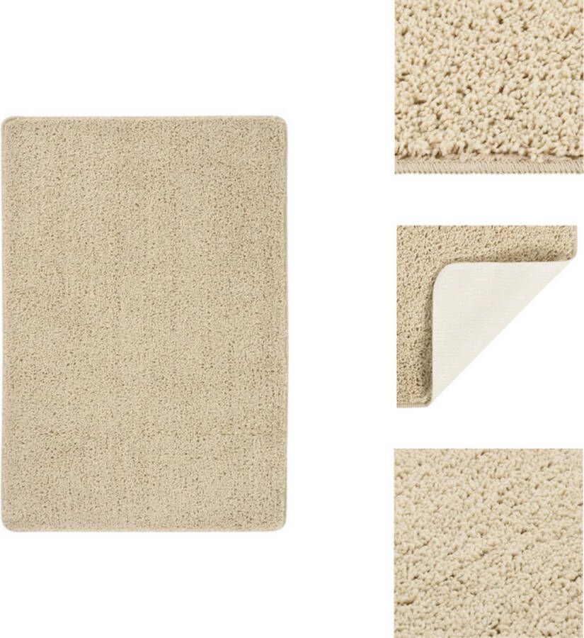 VidaXL Vloerkleed Vloerkleden Karpet Tapijt Vloerkleed shaggy anti-slip 160x230 cm crèmekleurig