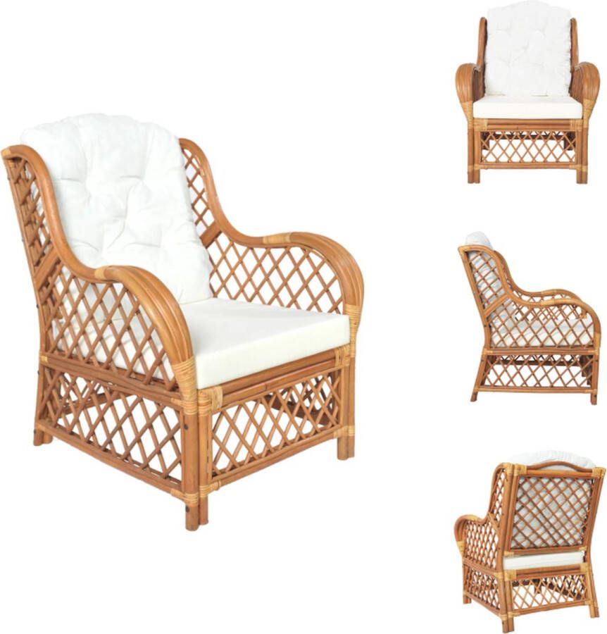 VidaXL Stoel Stoelen Natuurlijk Rattan Stoel Natuurlijk Rattan Stoelen Stoel met kussen natuurlijk rattan en linnen lichtbruin