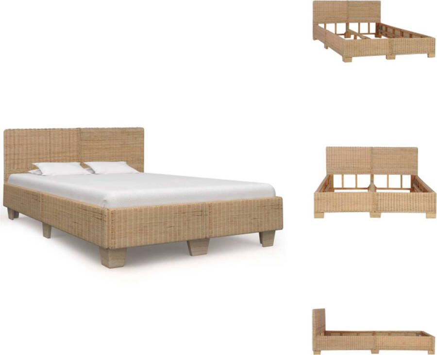 VidaXL Rattan Bedframe Mahoniehout 208 x 148 x 77 cm Natuurlijke Rattan Bed