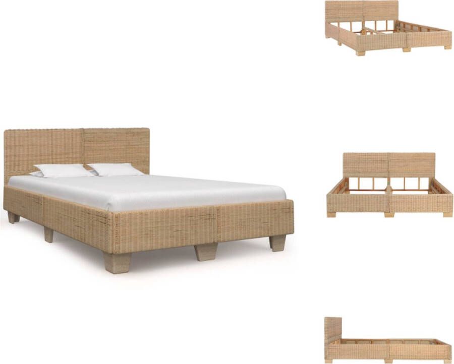 VidaXL Rattan Bedframe Massief Mahoniehout 208 x 168 x 77 cm Exotische Charme Bed