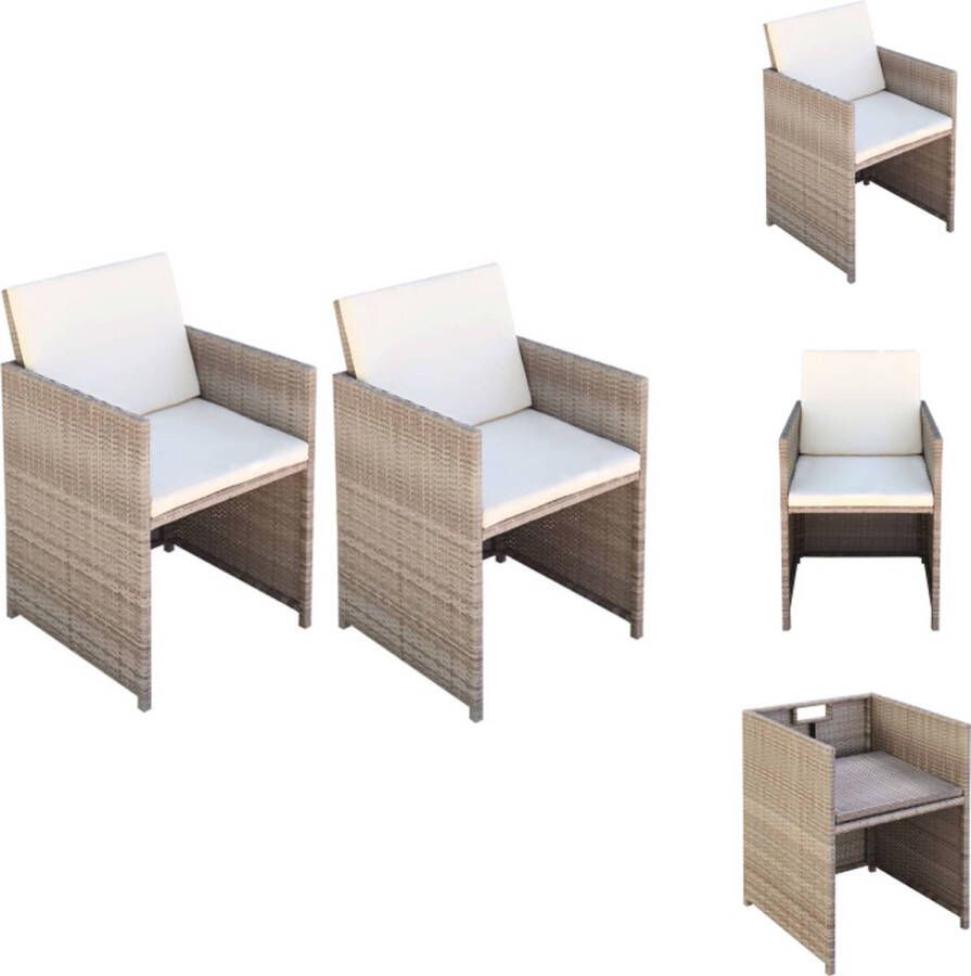 VidaXL Rattan buiten eetstoel Set van 2 Beige 52 x 56 x 85 cm Eetkamerstoel
