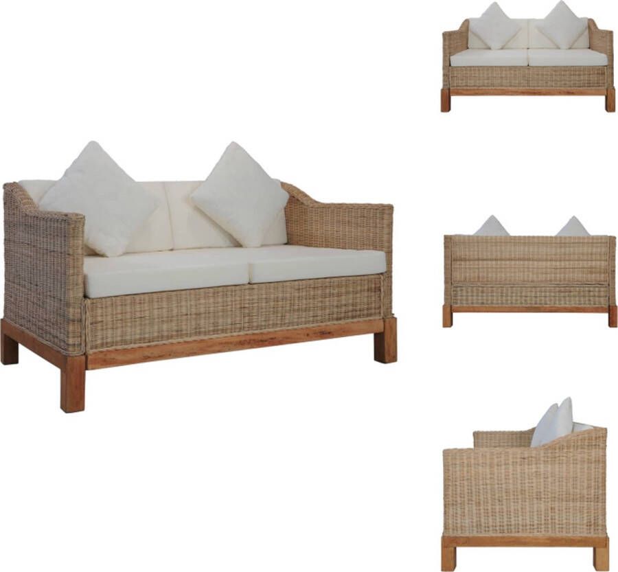 VidaXL Bank Banken Tweezitsbank Tweezitsbanken Tweezitsbank met kussens natuurlijk rattan - Foto 2