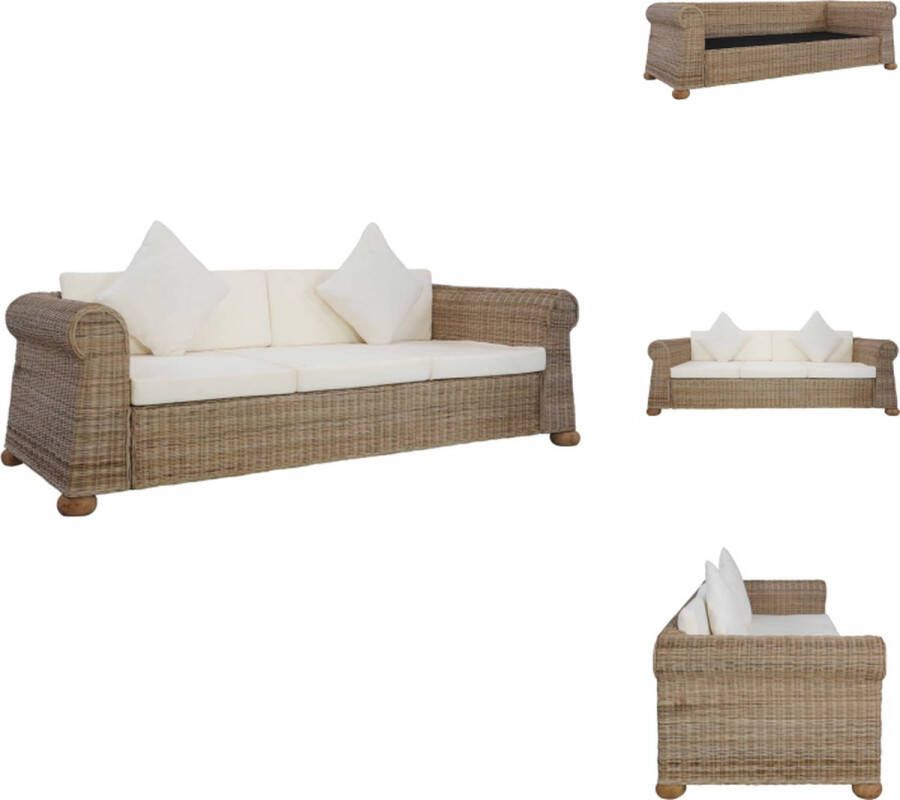 VidaXL Rattan Sofa Set 195x78x67 cm Natural Rattan Removable Cushion Covers Includes 3 seat cushions 2 back cushions 2 decorative cushions Bank - Foto 2