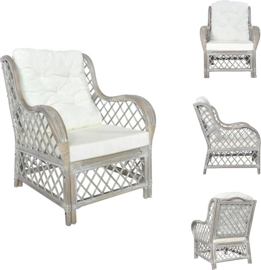 VidaXL Stoel Stoelen Natuurlijk Rattan Stoel Natuurlijk Rattan Stoelen Stoel met kussen natuurlijk rattan en linnen grijs