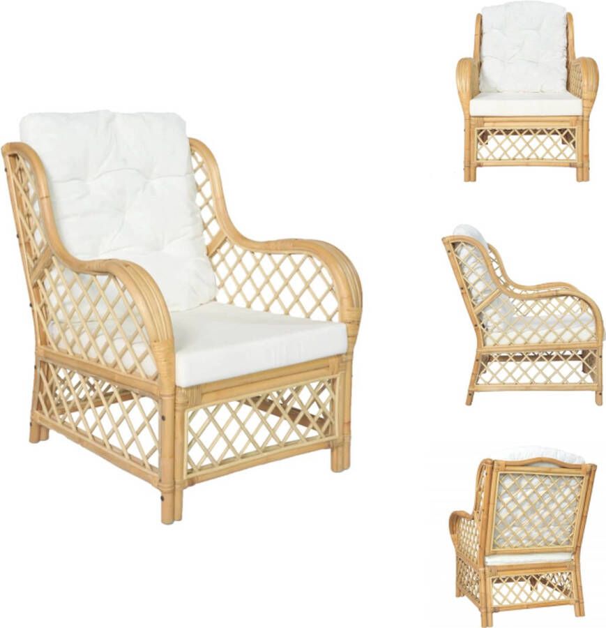 VidaXL Stoel Stoelen Natuurlijk Rattan Stoel Natuurlijk Rattan Stoelen Stoel met kussen natuurlijk rattan en linnen