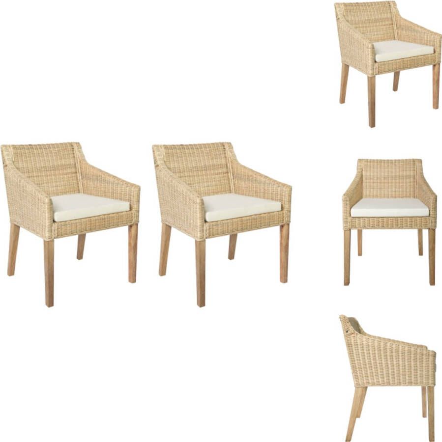 vidaXL Rattan Stoelen Eetkamer 60 x 60 x 79 cm Met kussen Eetkamerstoel