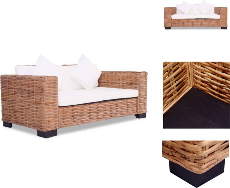 VidaXL 2-zitsbank 2-zitsbanken Tweezitsbank Tweezitsbanken Tweezitsbank natuurlijk rattan - Foto 2