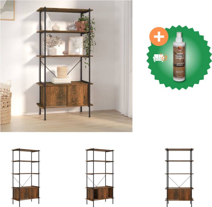 VidaXL Rek 5 schappen 80 x 40 x 163 cm sterk stalen frame donkerbruin zwart Kast Inclusief Houtreiniger en verfrisser