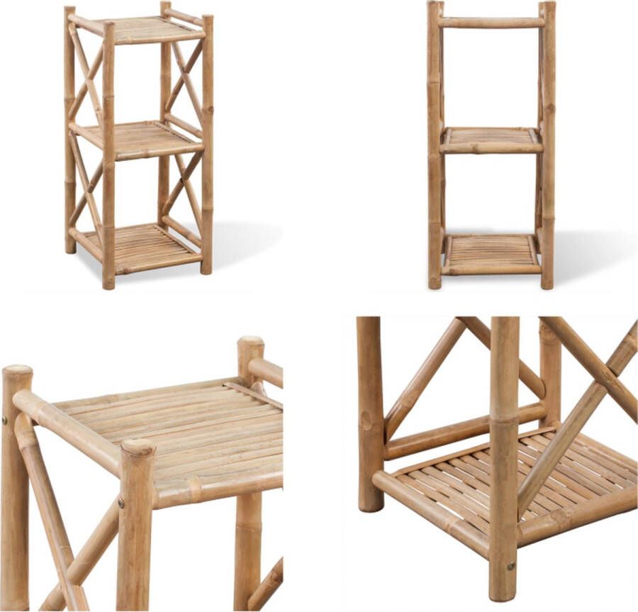 VidaXL Rek 3-laags vierkant bamboe Staande Plank Staande Planken Badkamerschap Display Schap