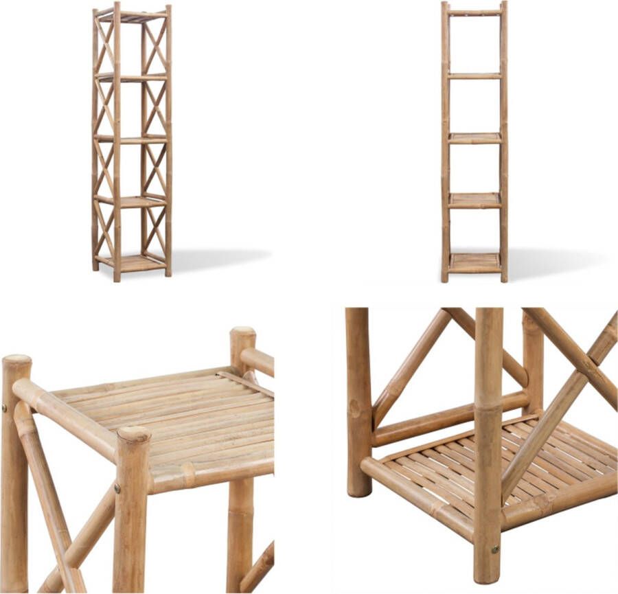 VidaXL Rek 5-laags vierkant bamboe Staande Plank Staande Planken Badkamerschap Display Schap
