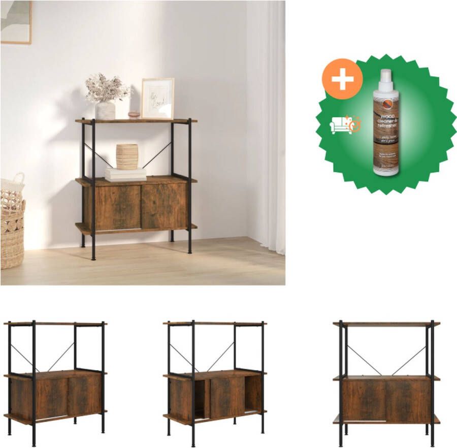 VidaXL Rek Opbergkast 80x40x92 cm Donkerbruin Zwart Sterke Stalen Constructie Kast Inclusief Houtreiniger en verfrisser