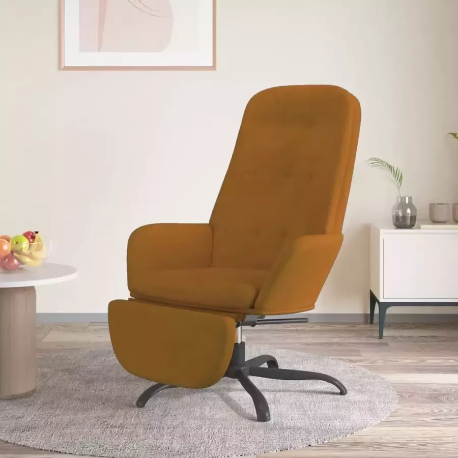 VidaXL Relax fauteuil met voetenbank fluweel bruin
