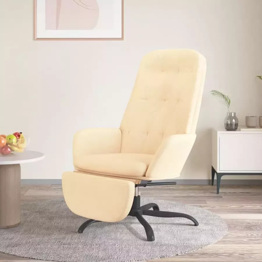 VidaXL Relax fauteuil met voetenbank fluweel crème wit